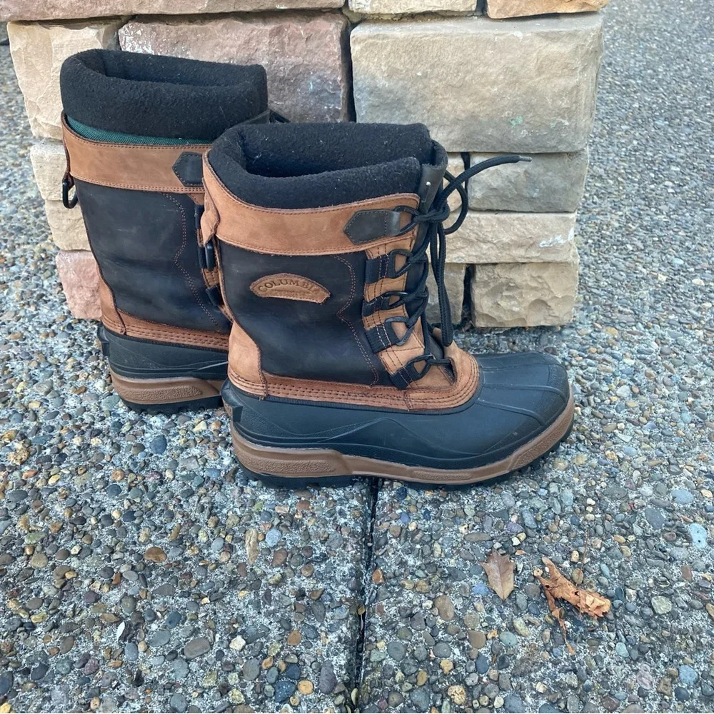 Columbia Bugabison Boots Winter Brown Gray Nubuck Leather Mens Sz 7 Thermolite